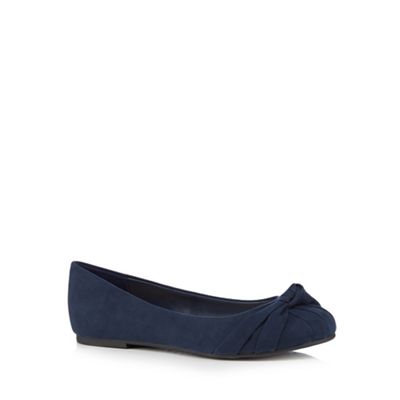 Navy knot detailed wide fit flat shoes